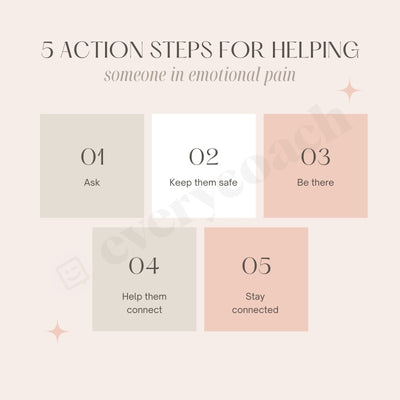 5 Action Steps For Helping Someone In Emotional Pain Instagram Post Canva Template