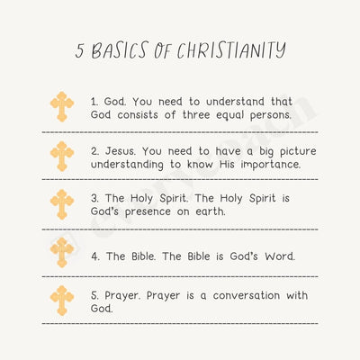5 Basics Of Christianity Instagram Post Canva Template