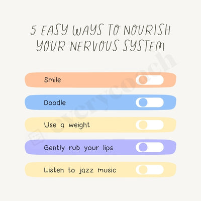 5 Easy Ways To Nourish Your Nervous System Instagram Post Canva Template