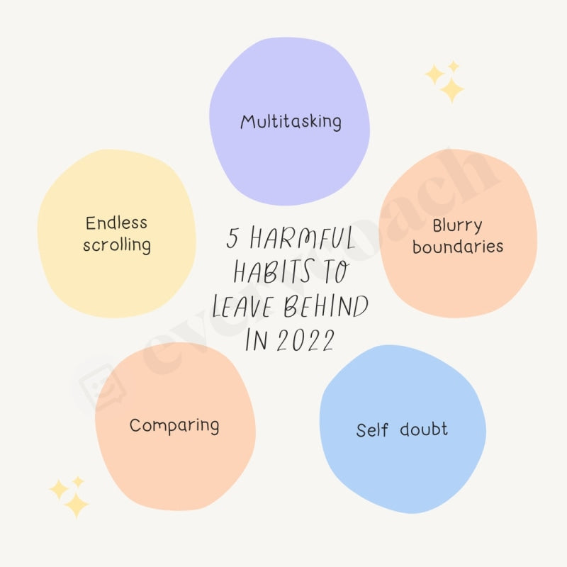 5 Harmful Habits To Leave Behind In 2022 Instagram Post Canva Template