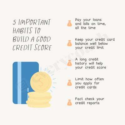 5 Important Habits To Build A Good Credit Score Instagram Post Canva Template