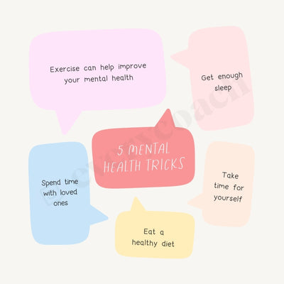 5 Mental Health Tricks Instagram Post Canva Template