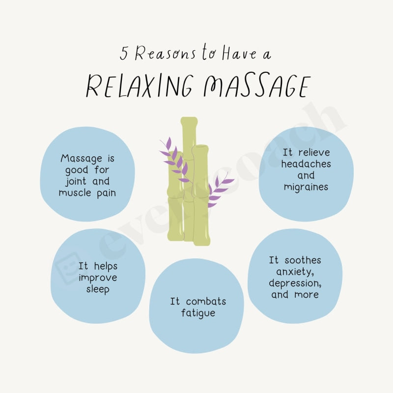 5 Reasons To Have A Relaxing Massage Instagram Post Canva Template