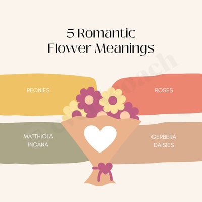 5 Romantic Flower Meanings Instagram Post Canva Template