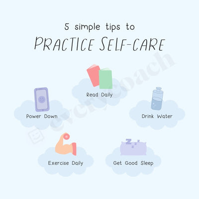 5 Simple Tips To Practice Self-Care Instagram Post Canva Template