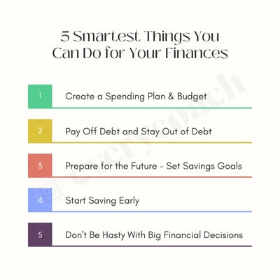5 Smartest Things You Can Do For Your Finances Instagram Post Canva Template