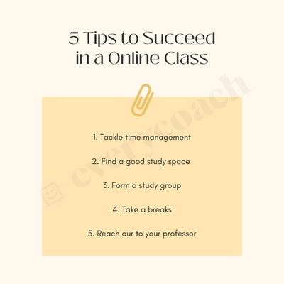 5 Tips To Succeed In A Online Class Instagram Post Canva Template