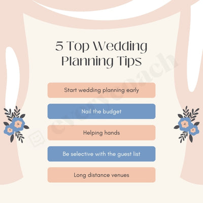 5 Top Wedding Planning Tips Instagram Post Canva Template