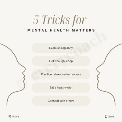 5 Tricks For Mental Health Matters Instagram Post Canva Template