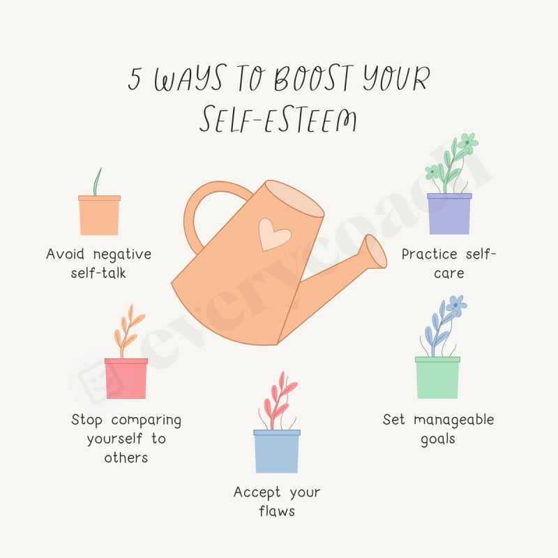 5 Ways To Boost Your Self-Esteem Instagram Post Canva Template