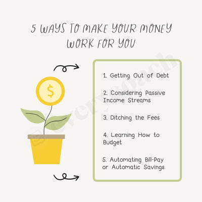 5 Ways To Make Your Money Work For You Instagram Post Canva Template