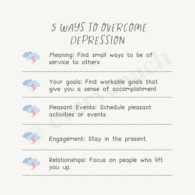 5 Ways To Overcome Depression Instagram Post Canva Template