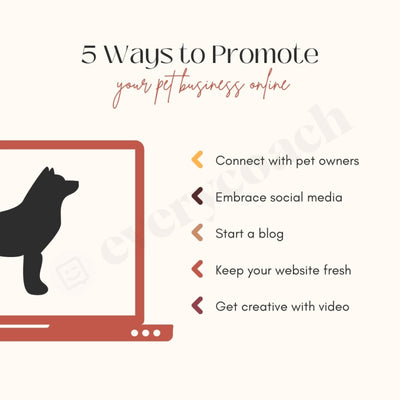 5 Ways To Promote Your Pet Business Online Instagram Post Canva Template