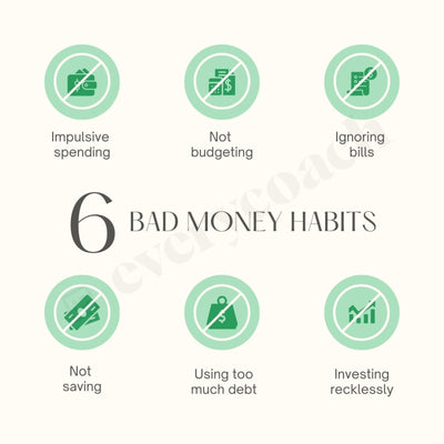 6 Bad Money Habits Instagram Post Canva Template