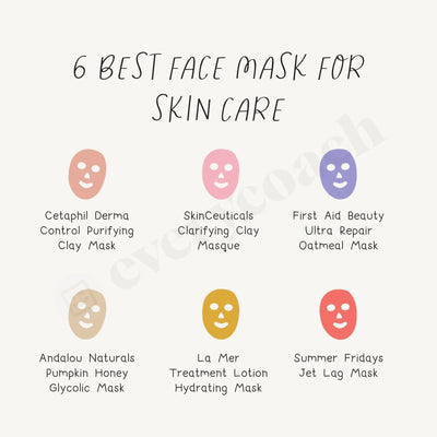 6 Best Face Mask For Skin Care Instagram Post Canva Template