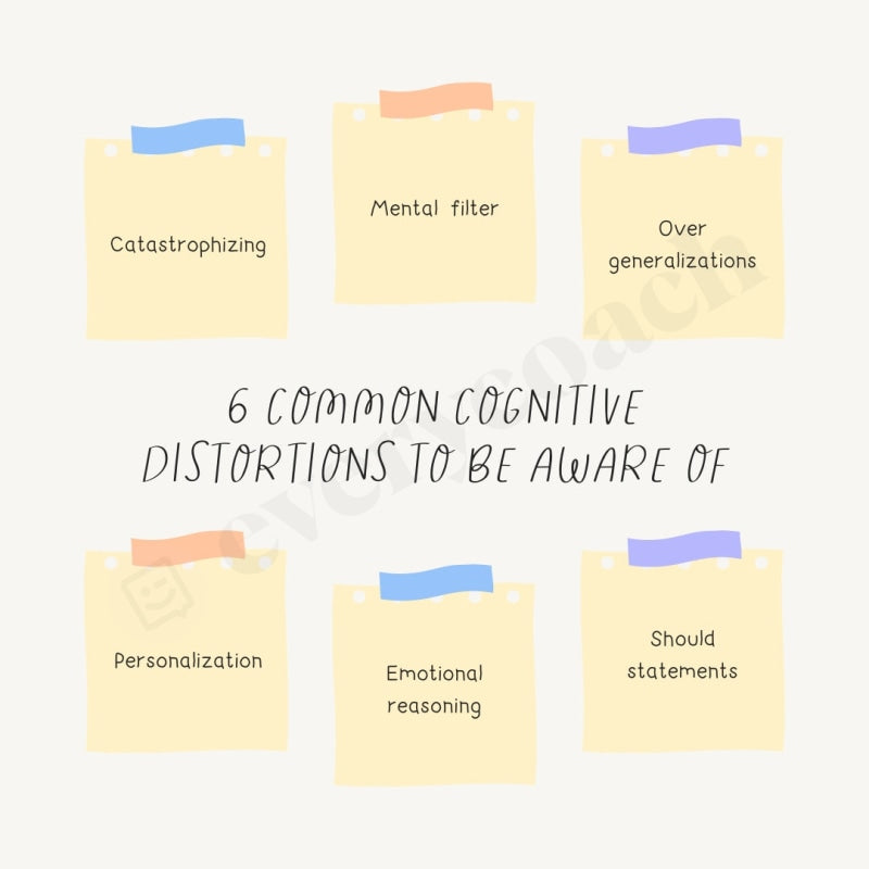 6 Common Cognitive Distortions To Be Aware Of Instagram Post Canva Template