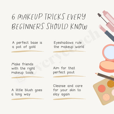 6 Makeup Tricks Every Beginners Should Know Instagram Post Canva Template