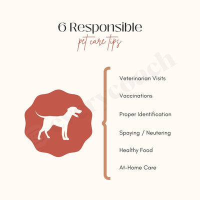 6 Responsible Pet Care Tips Instagram Post Canva Template