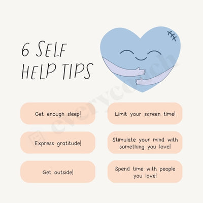 6 Self Help Tips Instagram Post Canva Template