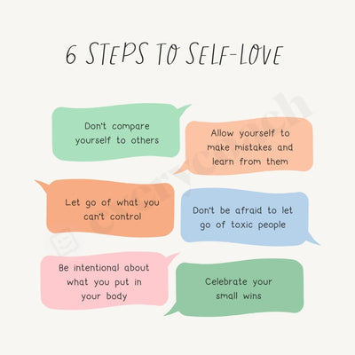 6 Steps To Self-Love S02062301 Instagram Post Canva Template
