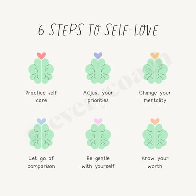 6 Steps To Self-Love S02062302 Instagram Post Canva Template