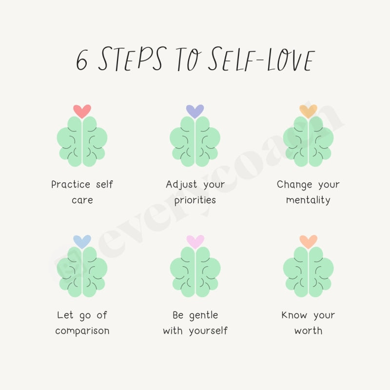 6 Steps To Self-Love S02062302 Instagram Post Canva Template