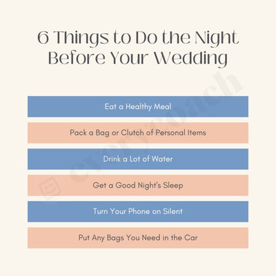 6 Things To Do The Night Before Your Wedding Instagram Post Canva Template