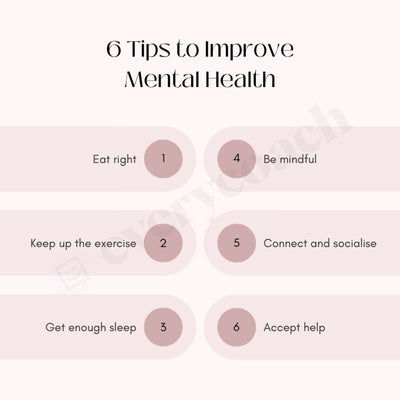 6 Tips To Improve Mental Health Instagram Post Canva Template