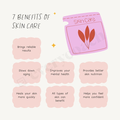 7 Benefits Of Skin Care Instagram Post Canva Template