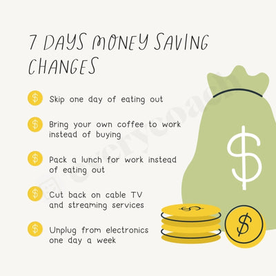 7 Days Money Saving Changes Instagram Post Canva Template
