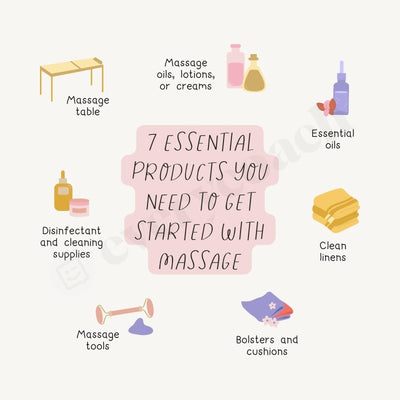 7 Essential Product You Need To Get Started With Massage Instagram Post Canva Template