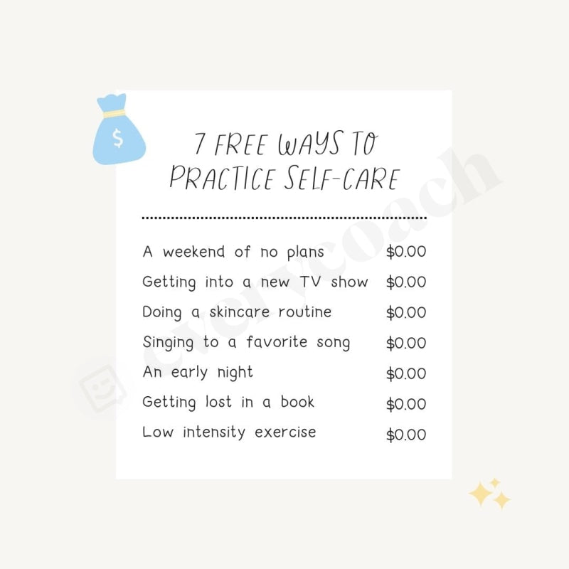 7 Free Ways To Practice Self-Care Instagram Post Canva Template
