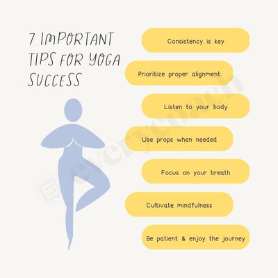 7 Important Tips For Yoga Success Instagram Post Canva Template