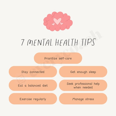 7 Mental Health Tips Instagram Post Canva Template