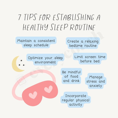 7 Tips For Establishing A Healthy Sleep Routine Instagram Post Canva Template