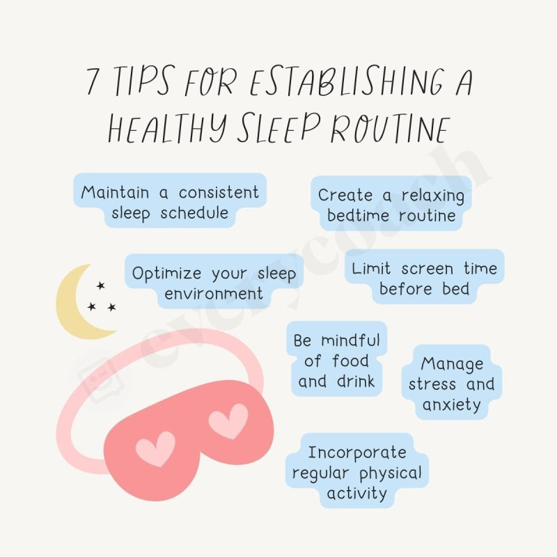 7 Tips For Establishing A Healthy Sleep Routine Instagram Post Canva T ...