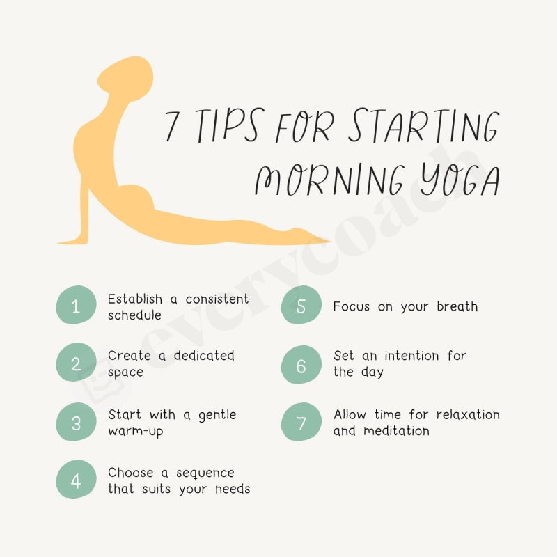7 Tips For Starting Morning Yoga Instagram Post Canva Template