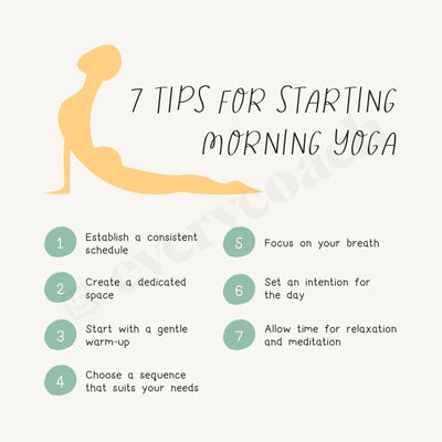 7 Tips For Starting Morning Yoga Instagram Post Canva Template