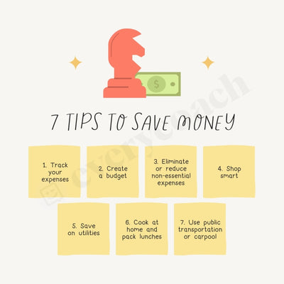 7 Tips To Save Money Instagram Post Canva Template