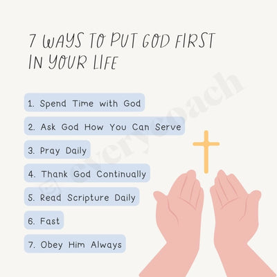 7 Ways To Put God First In Your Life Instagram Post Canva Template