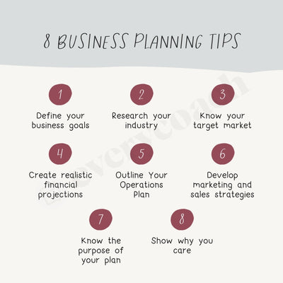8 Business Planning Tips Instagram Post Canva Template