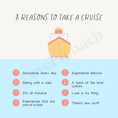 8 Reasons To Take A Cruise Instagram Post Canva Template