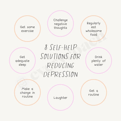 8 Self-Help Solutions For Reducing Depression Instagram Post Canva Template