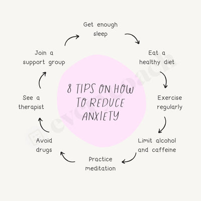 8 Tips On How To Reduce Anxiety Instagram Post Canva Template