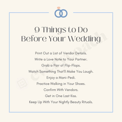 9 Things To Do Before Your Wedding Instagram Post Canva Template