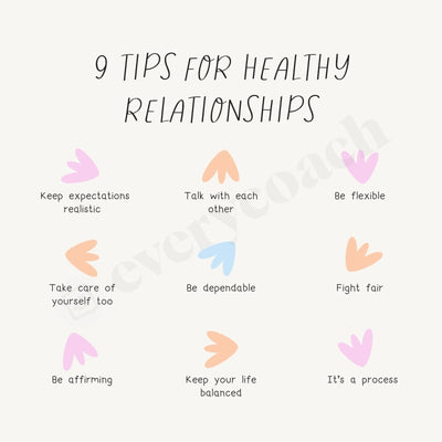 9 Tips For Healthy Relationships Instagram Post Canva Template