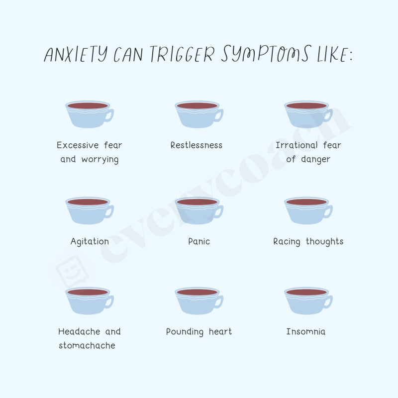 Anxiety Can Trigger Symptoms Like: Instagram Post Canva Template