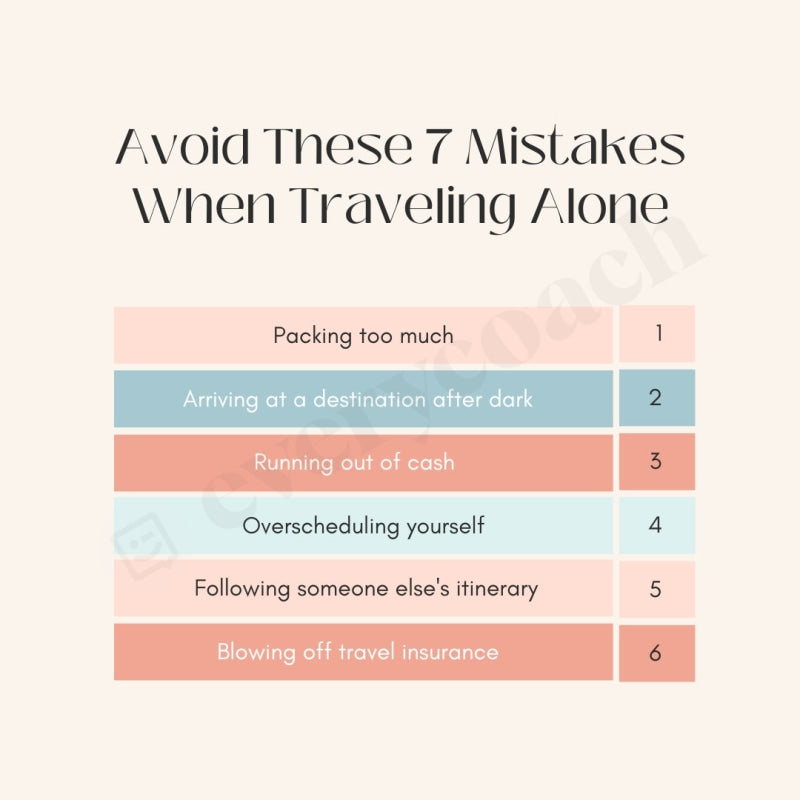 Avoid These 7 Mistakes When Traveling Alone Instagram Post Canva Template