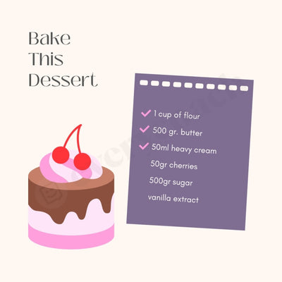 Bake This Dessert Instagram Post Canva Template