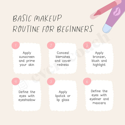 Basic Makeup Routine For Beginners Instagram Post Canva Template